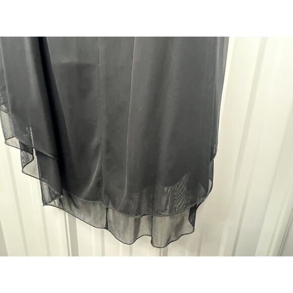 XOXO Dress S Black Mesh Vampy Beaded Y2K Strapless High Low Layers - Picture 5 of 11